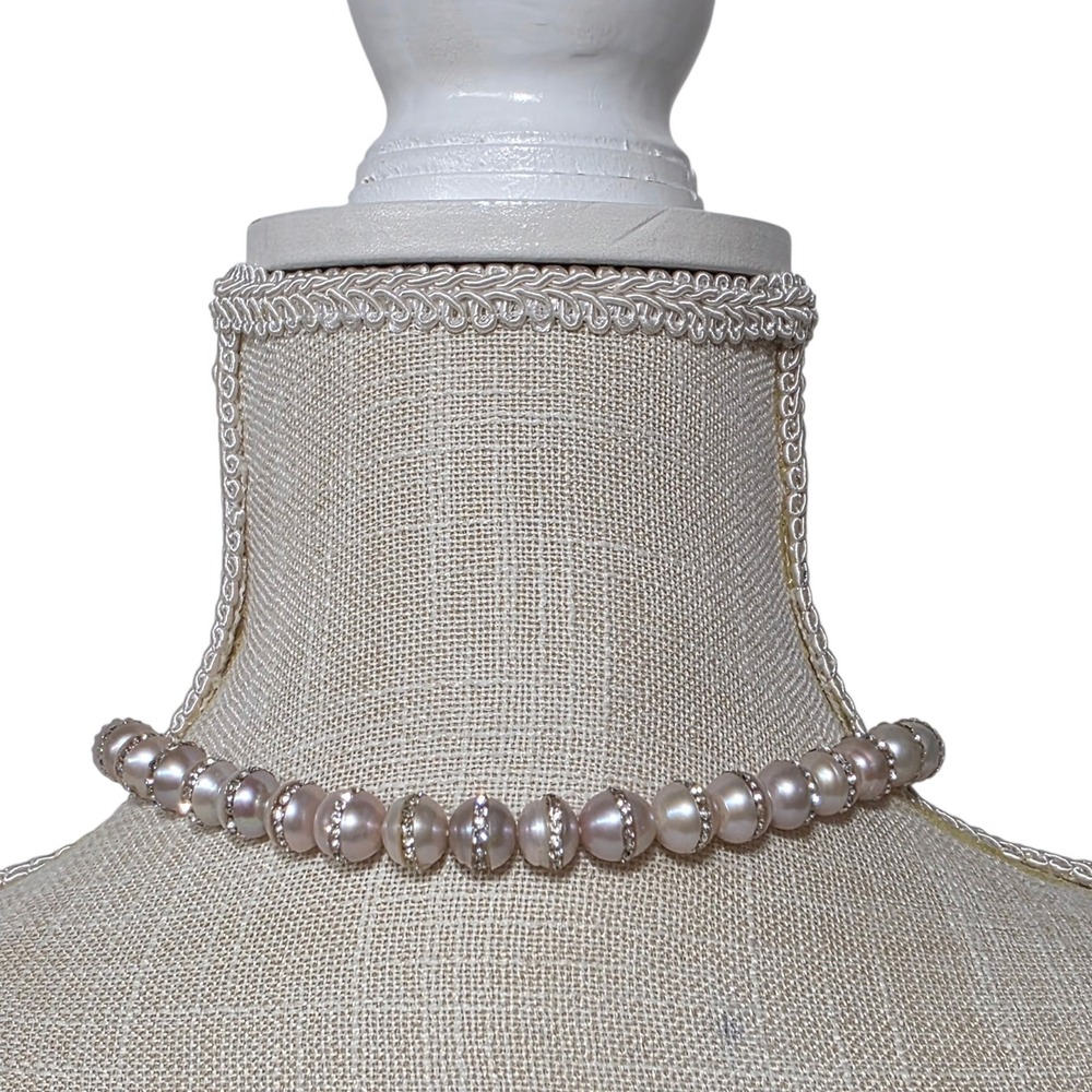 Unbranded Pearl Rhinestone Necklace Women OS Pink Choker Wedding Glam Elegant